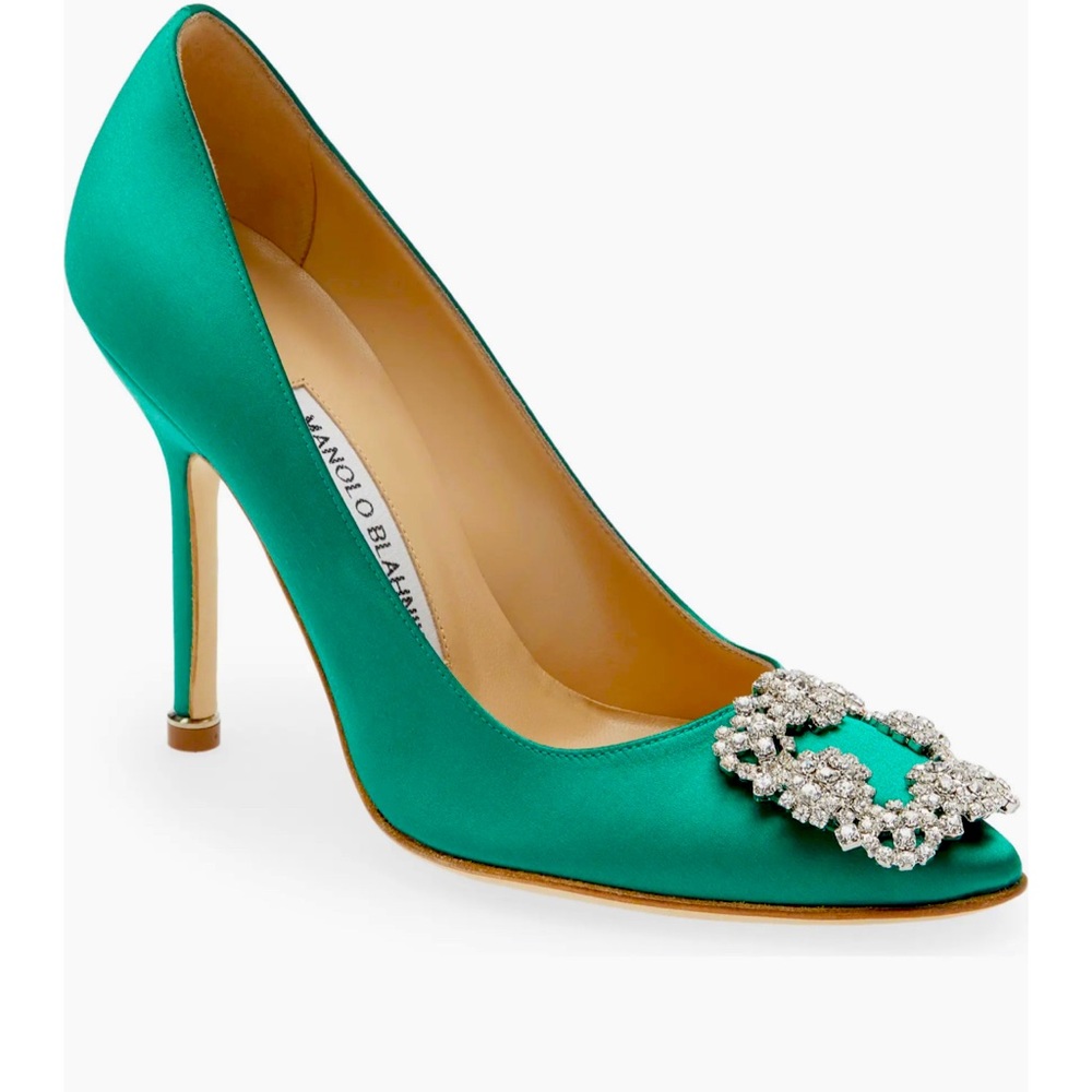 Manolo Blahnik Hangisi Crystal Buckle Pump